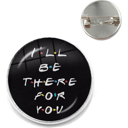 Friends TV Show Brooches 25th Anniversary Series Cartoon Fun Pattern Glass Cabochon Collar Pins For Good Friend Gift