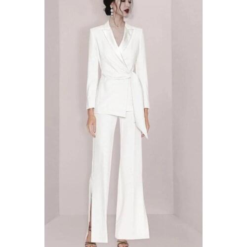 Slit Pants with Blazer Women Pantsuits Women Suits Set Long Sleeve Suit Women Jacket Suits Female Ladies Customize Made