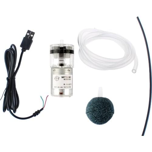 DC 6V Aquarium Oxygen Air Pump Silent Air Pump Portable Mini USB Air Pump for Fish Tank with 30mm Air Stone and Tube