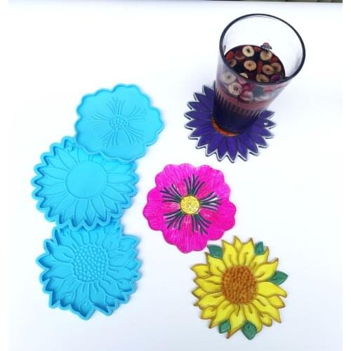 Diy Epoxy Resin Sunflower Keychain Silicone Mold Flower Coaster Epoxy Crystal Decoration 2021 Creative New Handmade Jewelry