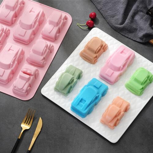 DIY classic car silicone cake mould 8 even car shape silicone mold soft candy chocolate biscuit mold kitchen baking tools