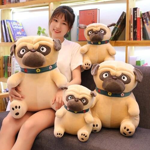 Simulation Dog Plush Pug Toys Soft Lifelike Stuffed Animals Shar Pei Pug Plush Pillow Dolls Kids Children Birthday Present 55cm