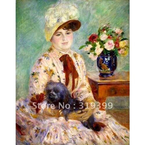 Oil Painting Reproduction on linen canvas,mlle charlotte berthier by pierre auguste renoir,Free Fedex Shipping,handmade