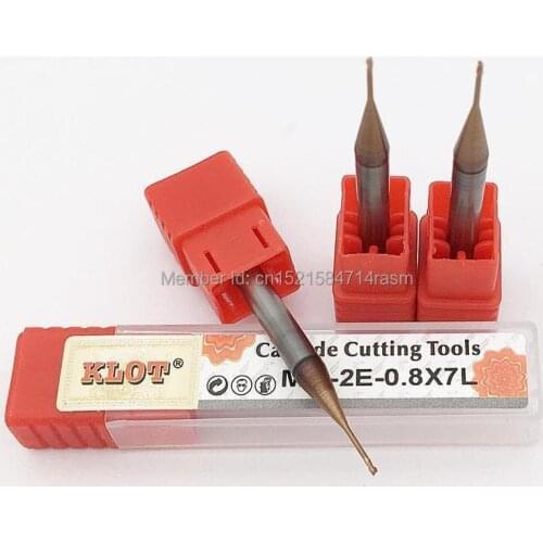 KLOT HRC60 Extended Reach TiCN Coated Solid Carbide End Mill 1,1.5,2,2.5,3mm 2-Flute Milling Cutter