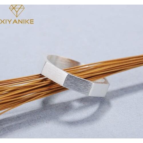 XIYANIKE 925 Sterling Silver Irregular Geometric Nut Diamond Ring Female Simple Personality Style Smooth Jewelry Double Present