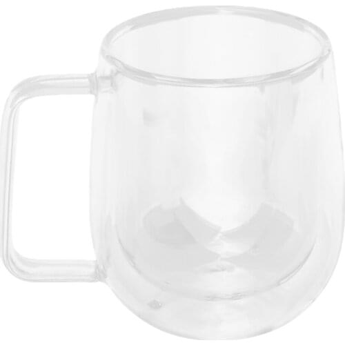 250ml Home Office Coffee Mug, Double Wall Glasses with Handle, Dishwasher & Microwave Safe, Heat/Cold Resistant