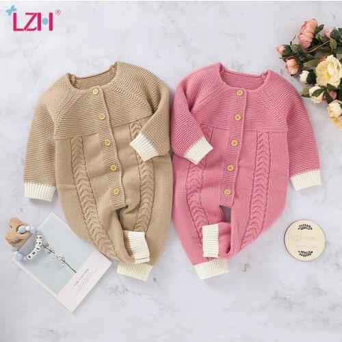LZH 2021 Fashion Solid Color Spring Clothes For Newborns Girls Lapel Zipper Toddler Kids Jumpsuits Casual Baby Things Boy Romper