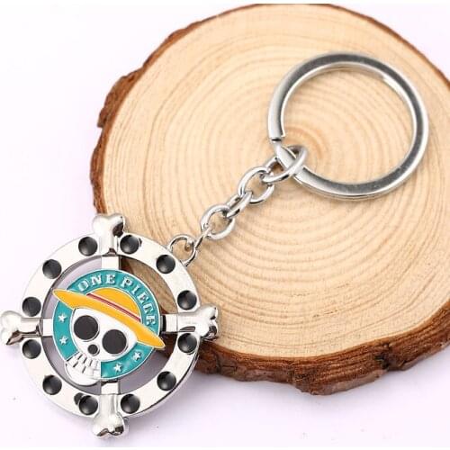 Fashion Jewelry Anime Cosplay One Piece Luffy Pendant red hat key chain metal silver Keychain Key Ring for fans 6329