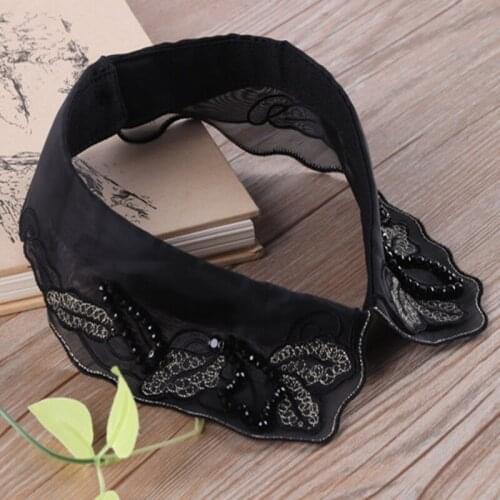 Fashion Hollow pearl decorative white Golden Butterfly beaded fake collar shirt lace Peter Pan detachable pearl lace beaded