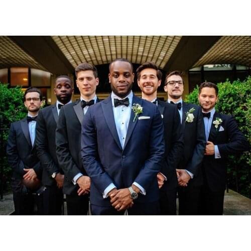 New Arrival 2 Pieces Navy Blue Men Suits Peaked Lapel One Button Costume Homme Mariage Terno Masculino Slim Fit Blazer