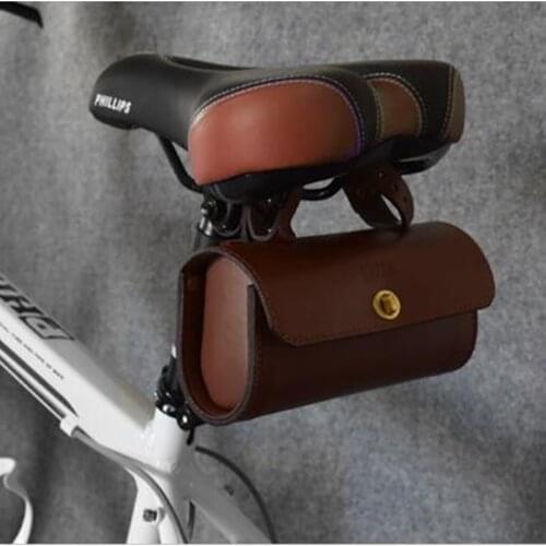 Q1093 2018 new retro bike on the beam bag handlebar front car wagon mountain bike tail bag Retro bicycle Hang back bag Pu mater