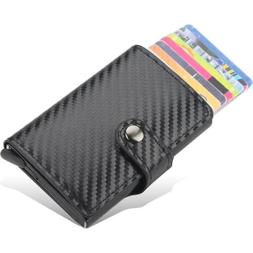 New 2020 Credit Card Holder Wallet Men Women Metal RFID Vintage Aluminium Bag Crazy Horse PU Leather Bank Cardholder Case