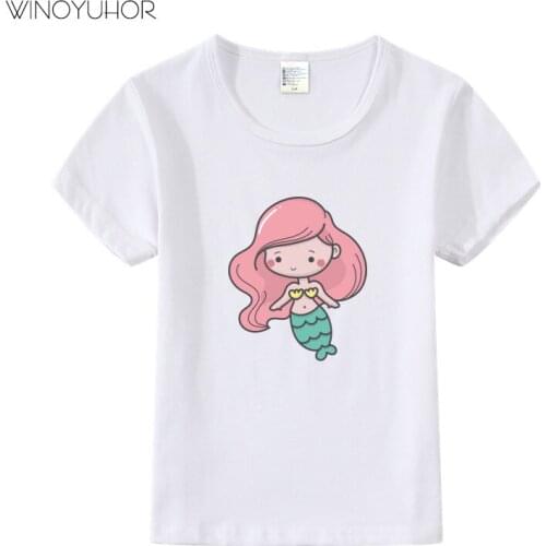 2020 New Summer Kids Toddler T Shirt Baby Boy Clothes Mermaid Fish Girls Tops Tee Cartoon Children Short Sleeve T-shirt