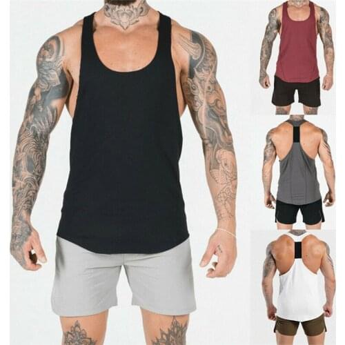 New Fashion Men Gym Muscle Bodybuilding Tank Tops Summer Cotton Slim Fitness Sports Tanks Tees Men Male Solid Workout Tank Vest
