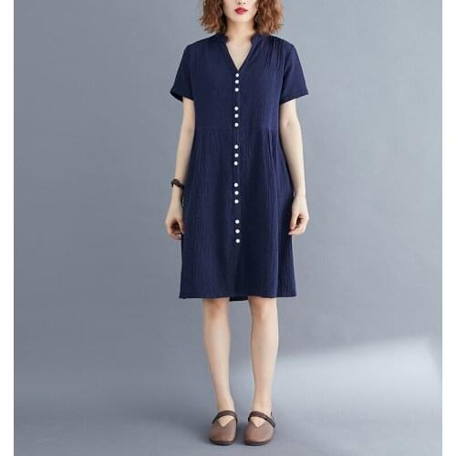 Plus Size Summer Shirt Dress Evening Female Vintage Party Oversize Short Sleeve Beach Women Dresses Robe Vestido Maxi Prom Linen