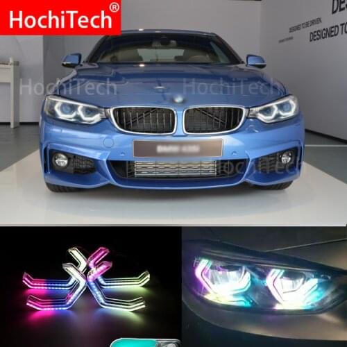 RGBW Multi Color ICONIC M4 Style Crystal Angel Eyes Kit Day Light DRL for BMW M3 M4 E80 E82 F22 F32 F30 XENON