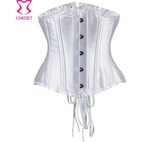 Corpetes E Espartilhos Sexy Wedding Bridal White Bustier Corset Underbust 24 Steel Bone Waist Trainer Plus Size Lingerie 5XL 6XL