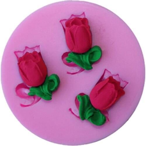 1Pcs Tulips Shape Chocolate Candy Jello Silicon Mold Mould Cake Tools Bakeware Sugarcraft Cake Decorating Tools D030