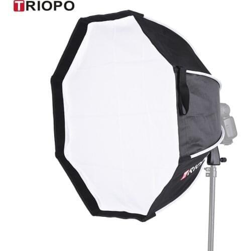 TRIOPO Foldable 65cm 8-Pole Octagon Softbox with Soft Cloth Handle Photography for Godox Yongnuo Andoer On-camera Flash Light