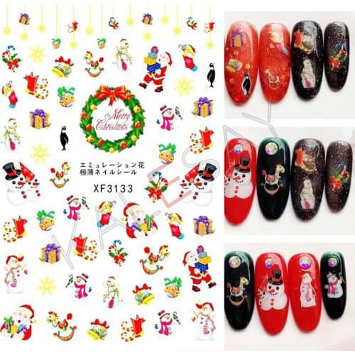 Merry Christmas Santas Nail Sticker Art Decoration Snowman Nail Decal for Manicure Gift Sticker for Nail Design Father Christmas