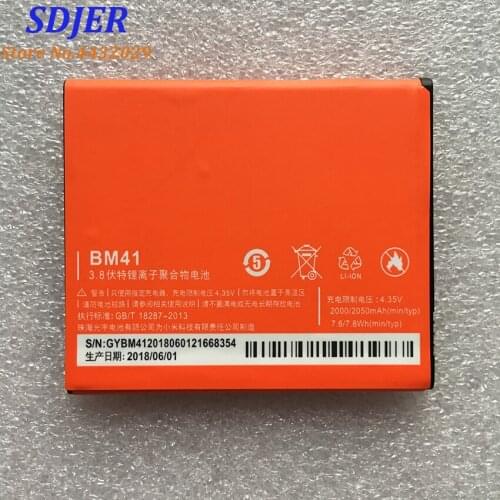 High quality xiaomi hongmi mobile phone 2050mAh BM41 battery For xiaomi hongmi smartphone