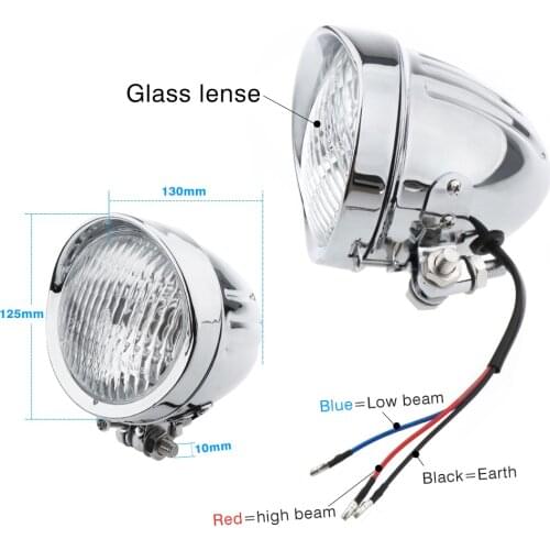 DC12V Motorcycle Headlight Lamp 4 inch Clear Cover Headlamp Head Light Replaces for Motorcycles