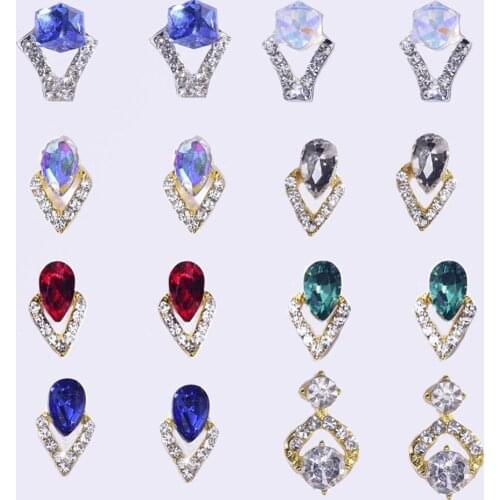 10pcs/pack Nail Rhinestones Metal Irregular Assorted Dazzling Diamond 3D Nail Art Decorations Crystal Jewelry Hollow Accessories