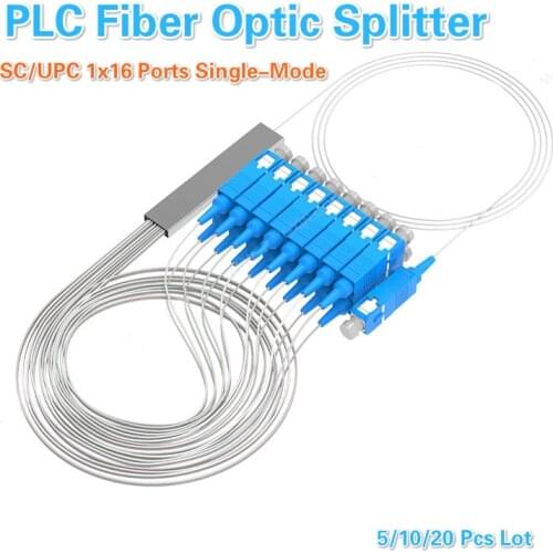 1x16 SC/UPC 0.9mm Differential Mini Blockless Optic Fiber PLC Splitter Planar Lightwave Circuit Connector 5/10/20Pcs Lot