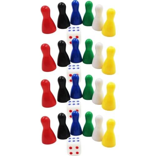 24pcs Colorful Chessman Chess Pieces Dices Card Game Club Kids Toys Gift