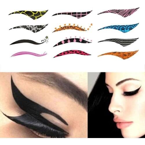 4 Pairs Eyeliner Tattoos Makeup Sticker For Making Eyeliner Eyes Eye Bigger Style Black C-at With Sexy T Sticker The Shadow G5U4
