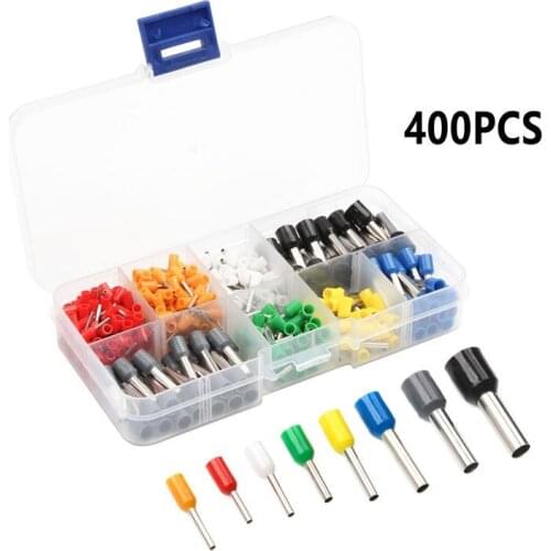 400PCS/box AWG 22-10 Insulated Cord Pin End Terminal Ferrules Kit Set Wire Copper Crimp Connector