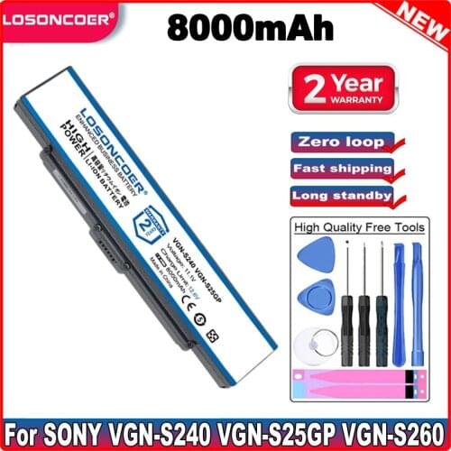LOSONCOER 8000mAh Laptop Battery For SONY VAIO VGP-BPS2 VGP-BPS2A VGP-BPS2B VGP-BPS2C VGN-FS515 VGN-S240 PCG VGC-LB VGN-AR AR11