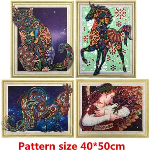 5D DIY Diamond Painting Cartoon Character Animal Pattern Special Shape Diamond Cross Embroidered Crystal Round Diamond Mosaic