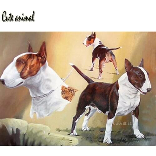 Diamond mosaic diy diamond painting full drill square round Animal Bull Terrier Pet diamond embroidery Cross Stitch kit decor
