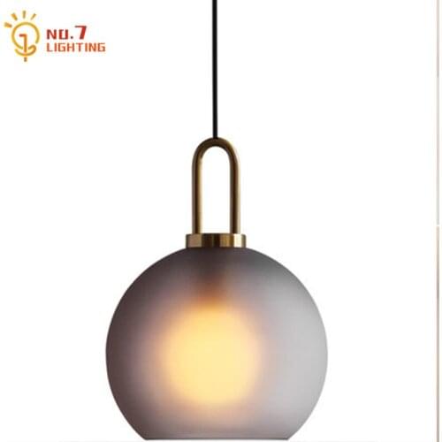 American Luxury Industrial Loft Glass Ball Pendant Lights Led E27 Postmodern Hanging Lamp Living/Dining Room Bar Restaurant Cafe