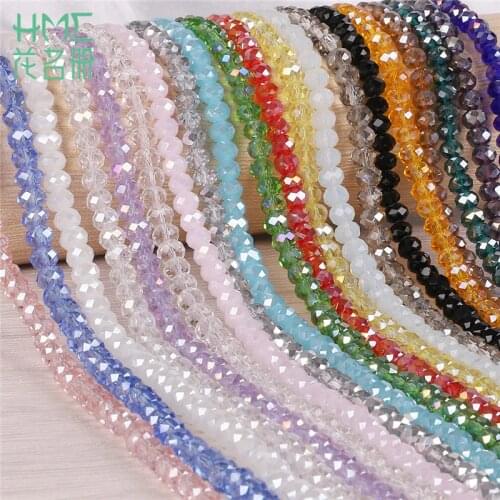 Wholesale 145pcs 4mm Multicolor Rondelle Faceted Glass Beads Czech Crystal Beads For Jewelry Crafts Sewing Clothing Accessories