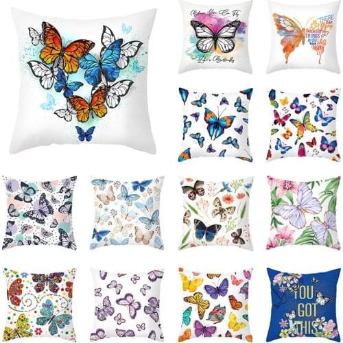 Color Butterfly Cushion Cover 45X45 Cartoon Pillow Cover Beautiful Animal Decorative Pillowcase Sofa Cushions Nordic Home Decor