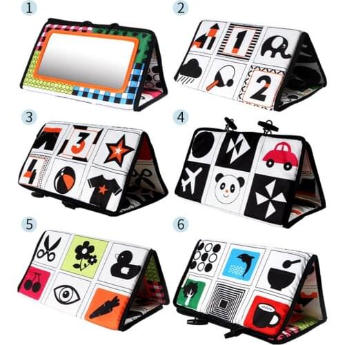 0~12 Months Baby Mirror Toy Black And White Baby Teether Toys Mirror Infant Stroller Hanging Newborn Educational Toy Baby Cloth