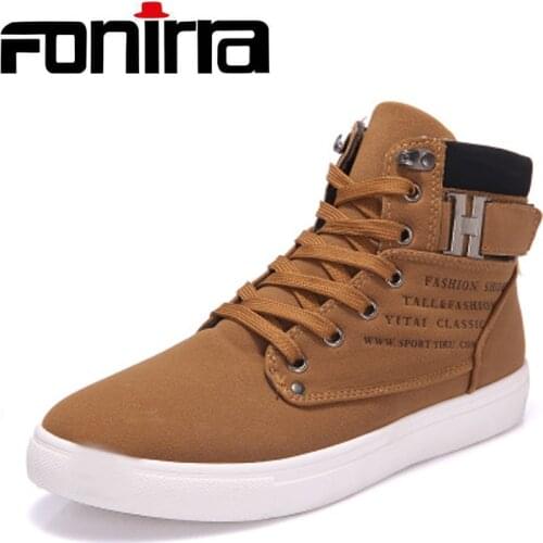 FONIRRA New 2019 Retro Style Men Casual Shoes Spring Autumn Vintage Low Boots Lace Up High Top Men Shoes Plus Size 38-47 180