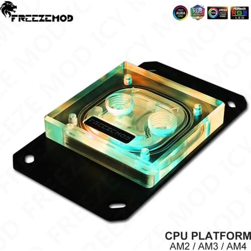 FREEZEMOD Transperant CPU Water Cooler Block 0.5 channel jet For AMD AM2 AM3 AM4 AURA MOD Water Cooler Watercooling 5V 12V SYNC