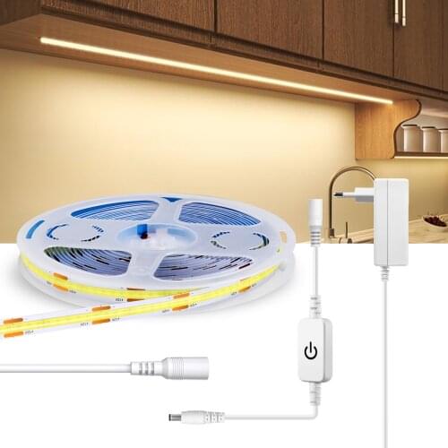 Flexible COB LED 12V Kitchen Lights Under Cabinet Light 3 Colors Natural White Dimmer Switch Night lamp FCOB led lights for room