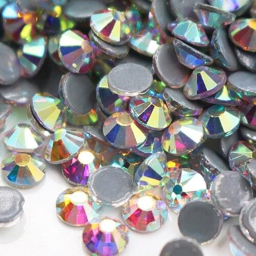 Hot SS20 1440pcs Shiny CrystalAB Smooth back Rhinestones Adhesive Bling Crystals Strass Hot Fix Rhinestones For Clothes Dress