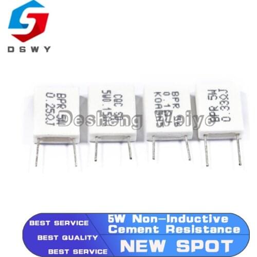 10pcs BPR56 5W 0.001 0.1 0.15 0.22 0.25 0.33 0.5 Ohm Non-Inductive Ceramic Cement Resistor 0.1R 0.15R 0.22R 0.25R 0.33R 0.5R