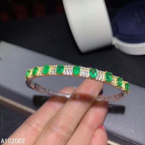 KJJEAXCMY fine jewelry natural Emerald 925 sterling silver new women hand bracelet wristband support test fashion