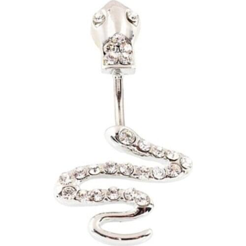 14G 316L Stainless Steel Bar Snake Belly Button Ring Fashion Lizard Lady Body Piercing Navel Belly Jewelry Navel Piercing Ring