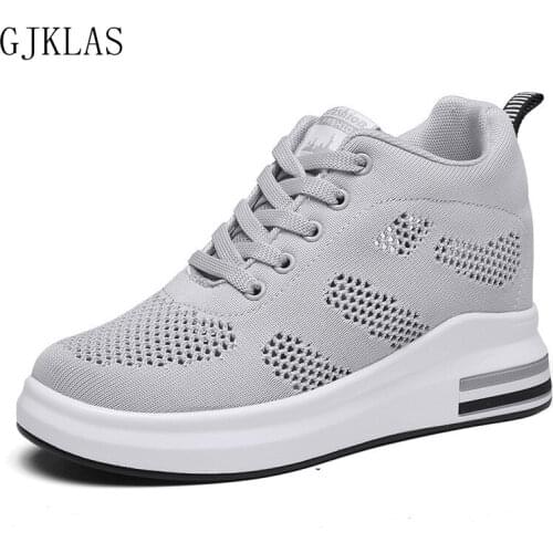 Hidden Heel Black Gray White Platform Shoes High Heels Sneakers Women Shoes Sport Casuales Trend Wedge Sneakers Plataforma Mujer