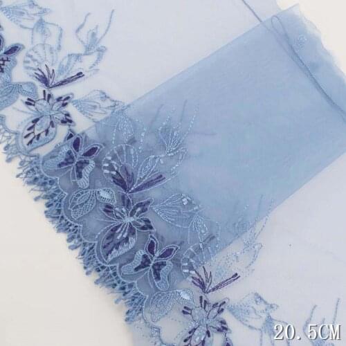 31Yards Floral Sky Blue Mesh Butterfly Embroidered Lace Trim For Lingerie Underwear Bra Dress Sewing Fabric Home Textile Hot