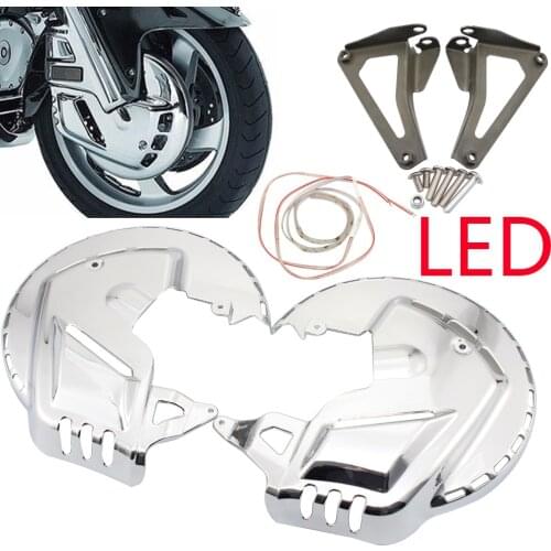 Motorcycle Chrome Front Brake Disc Rotor Covers W/ LED Light For Honda GL1800 Goldwing GL 1800 2001-2014 F6B 2013-2015