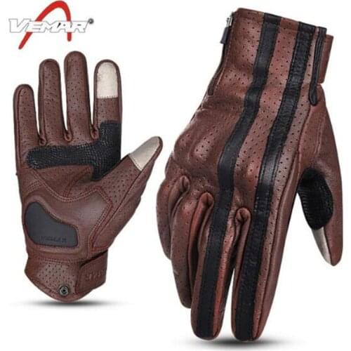 VEMAR Motorcycle Gloves Breathable Leather Guantes Moto Men Moto Motocross Gloves Touch Function Guantes Moto Riding Gloves
