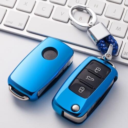 Soft TPU Car key case cover For Vw Jetta Golf Passat Beetle Polo Bora 2 / 3 button flip key protect Accessories keychain